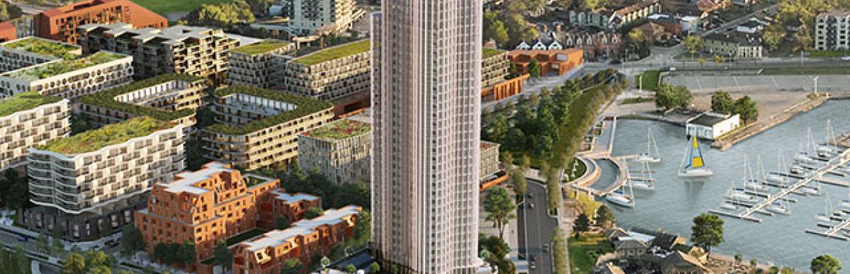 Pier 8 Block 16 Rendering showing 45 Storey Building