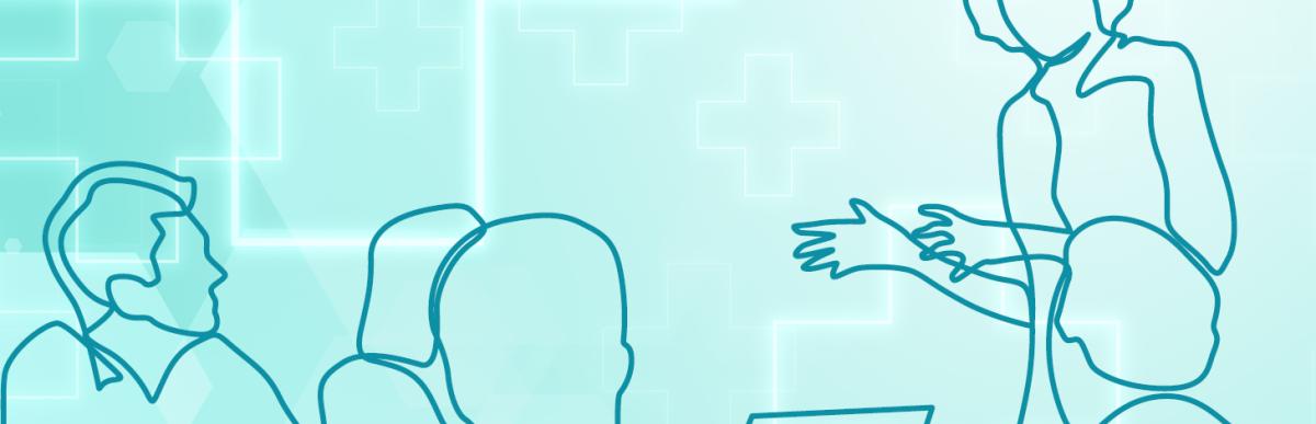 Promotion for Engage Hamilton of outlines of people listening to a lead speaker