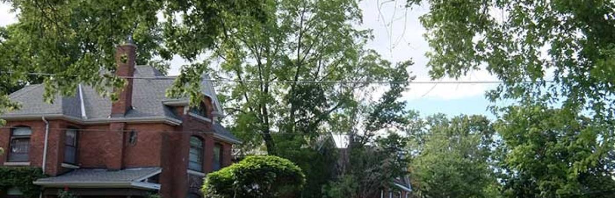 Street view of historic homes on Melville Street in Dundas