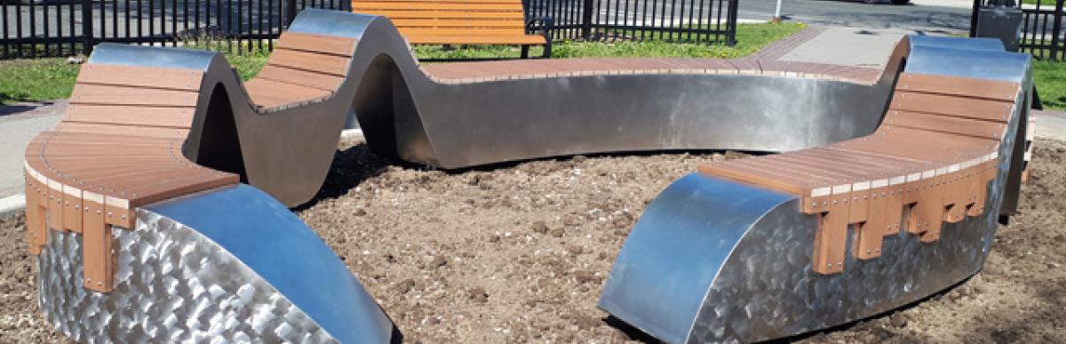 public art park bench in century street park