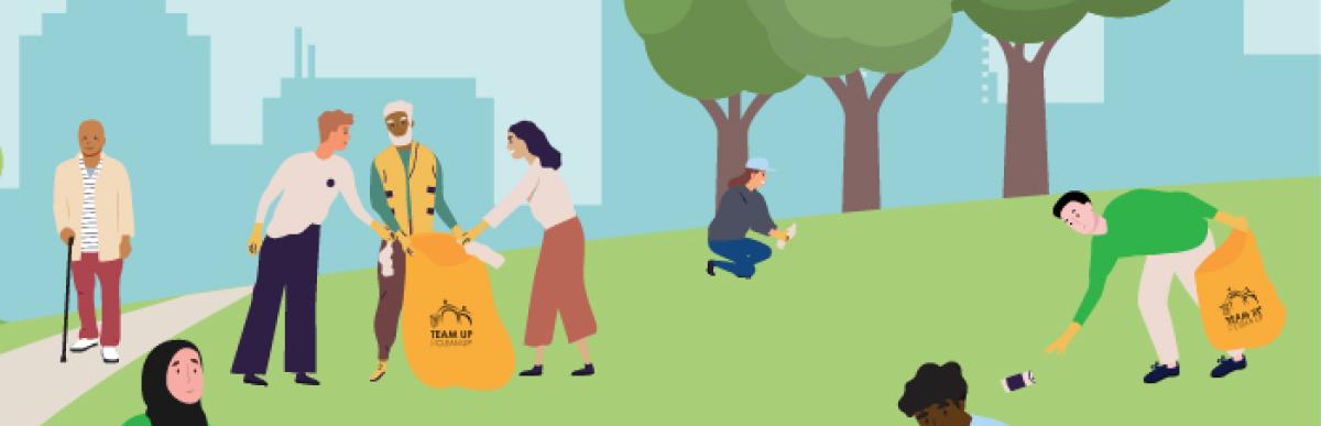 illustration of park clean up