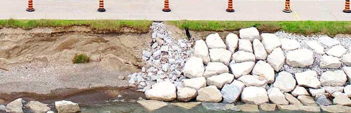 Shoreline of Hamilton Beach & Confederation Beach with erosion and remediation underway