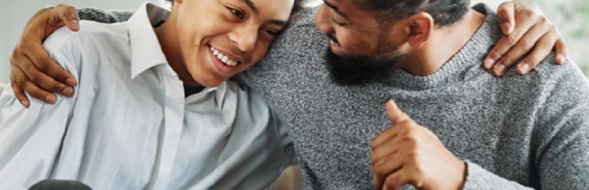 father and son talking