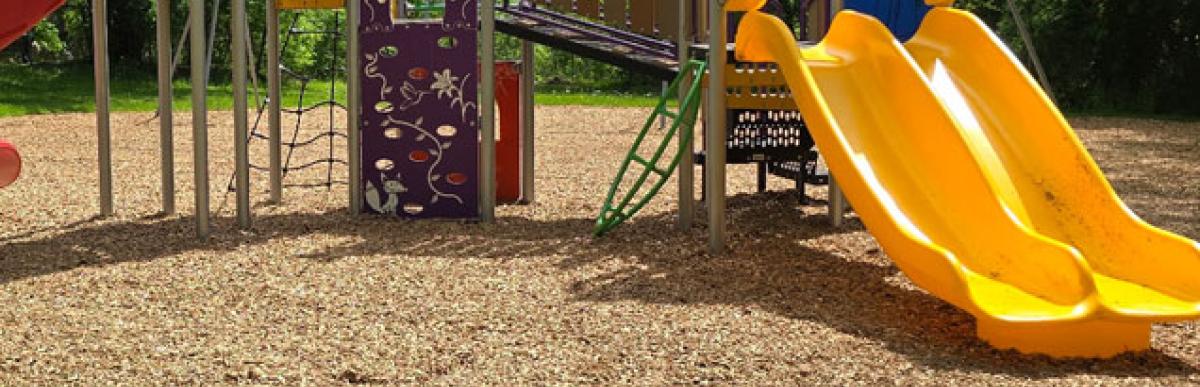 New play structure at Margaret Street Park during the spring time