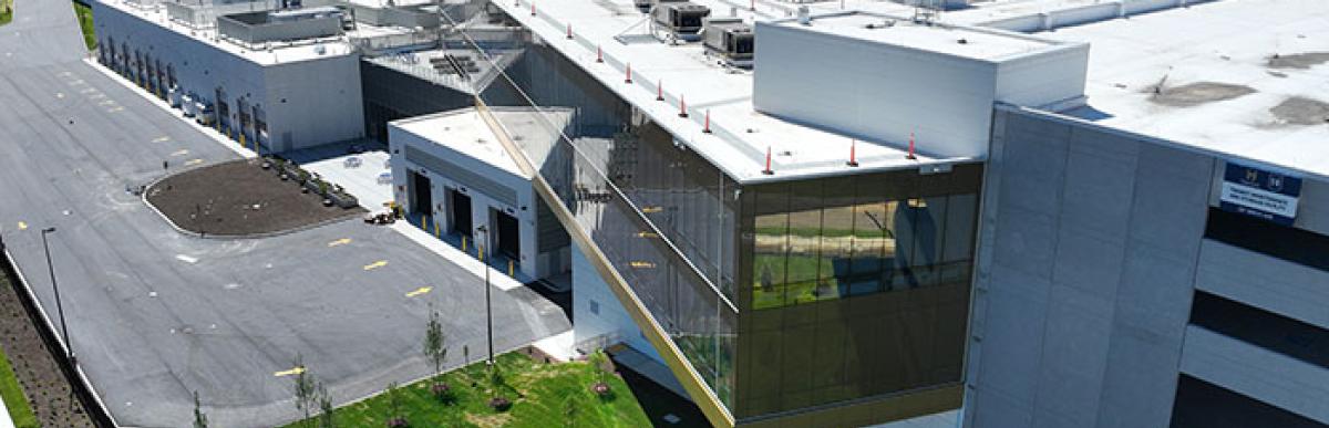 Exterior view of Birch Transit Centre building and parking lot