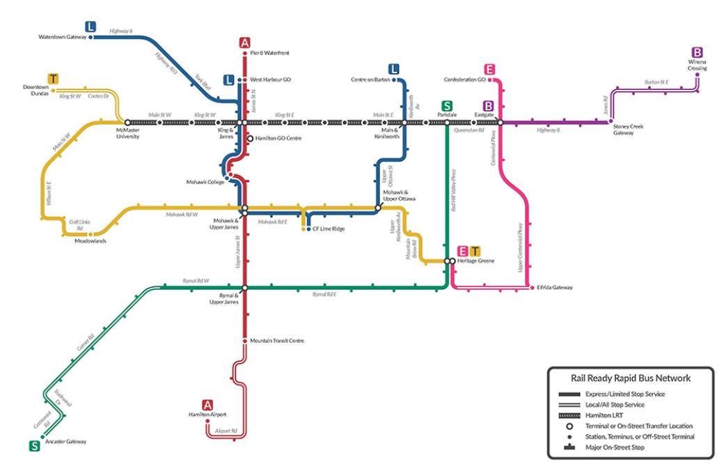 Rail ready rapid bus network map