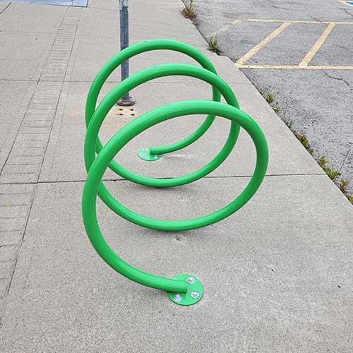 Example of multi-ring bike parking rack for 6 bikes