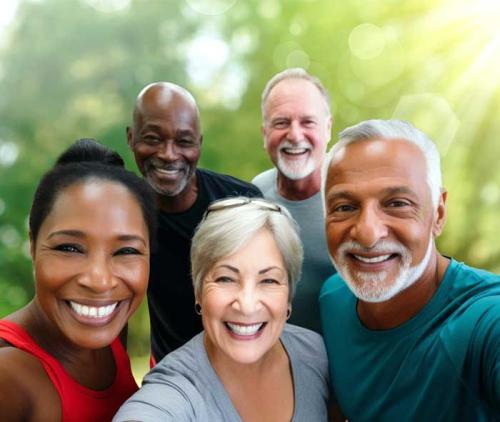 Group of 5 seniors smiling