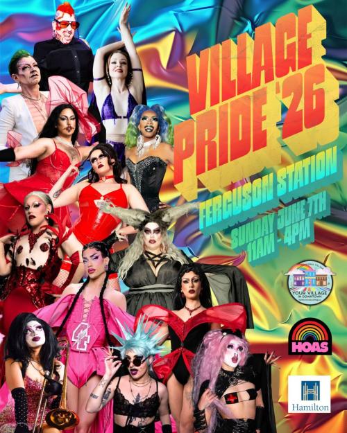 Poster for Village Pride 2026. Sunday June 7 at Ferguson Station