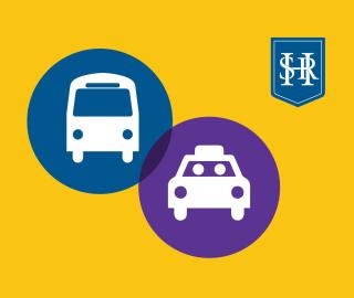 Icon of a bus and a tax with HSR logo