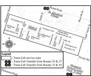 Map of HSR Trans-Cab Glanbrook - Twenty Road West Service Zone