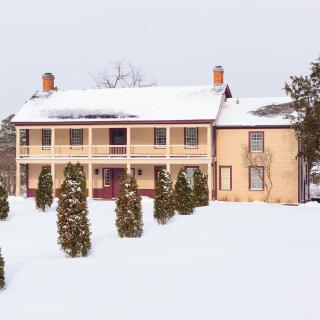 Battlefield museum exterior in winter