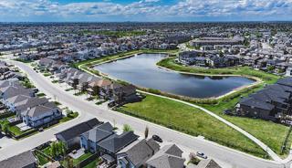 stormwater pond surrounded by houses