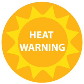 Yellow Sun Heat Warning graphic